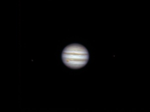 Jupiter captured in below average seeing. Note the same surface features are "washed out" in this image