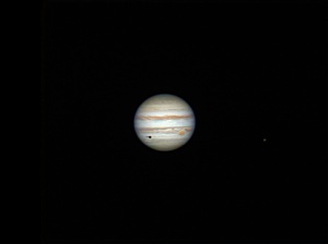 Jupiter in good seeing. Note the satellite transit in progress!